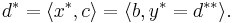  d^* = \langle x^*, c \rangle = \langle b, y^* = d^{**} \rangle.